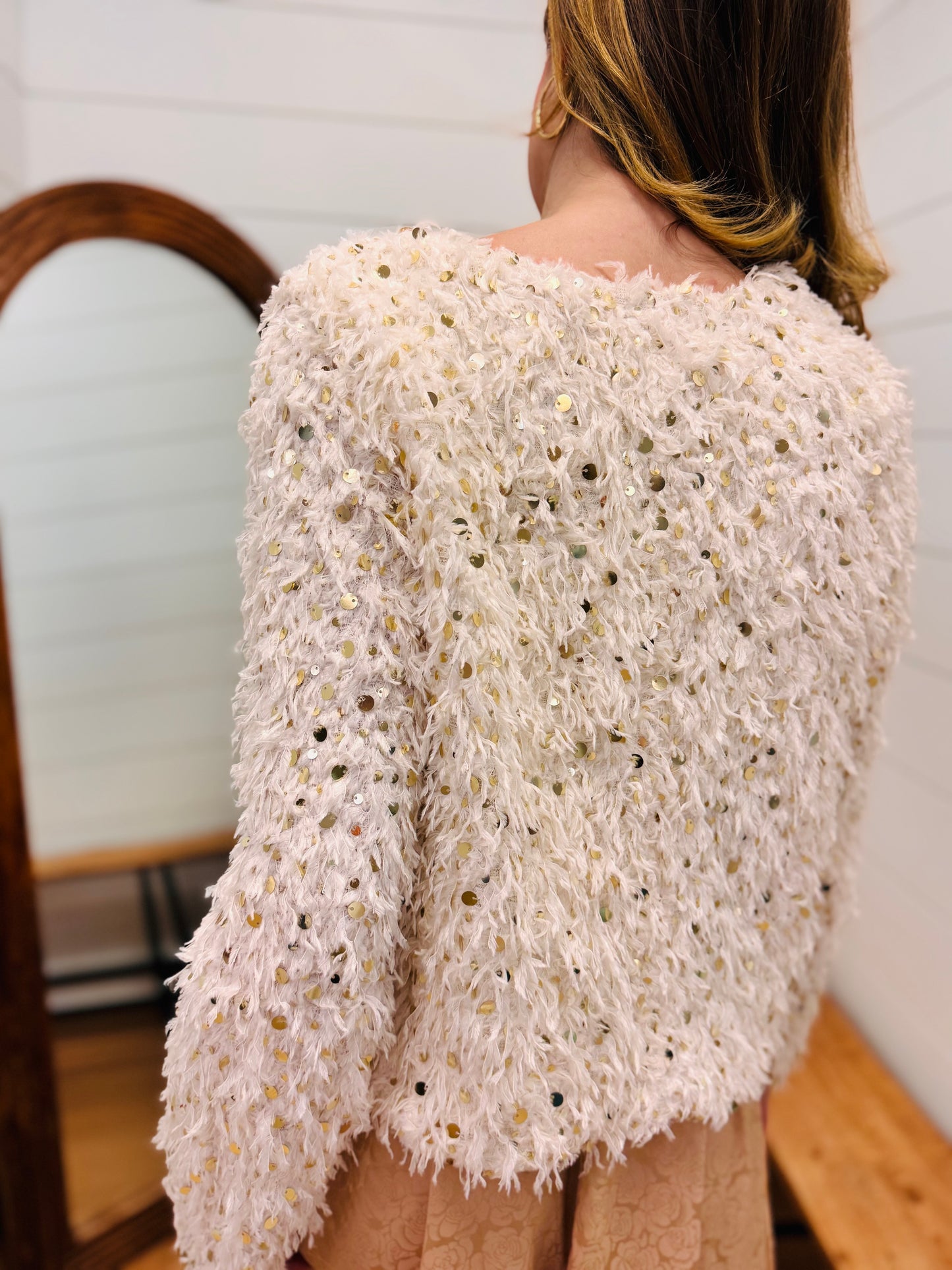 Sequin Holiday Jacket W/ Front Tie