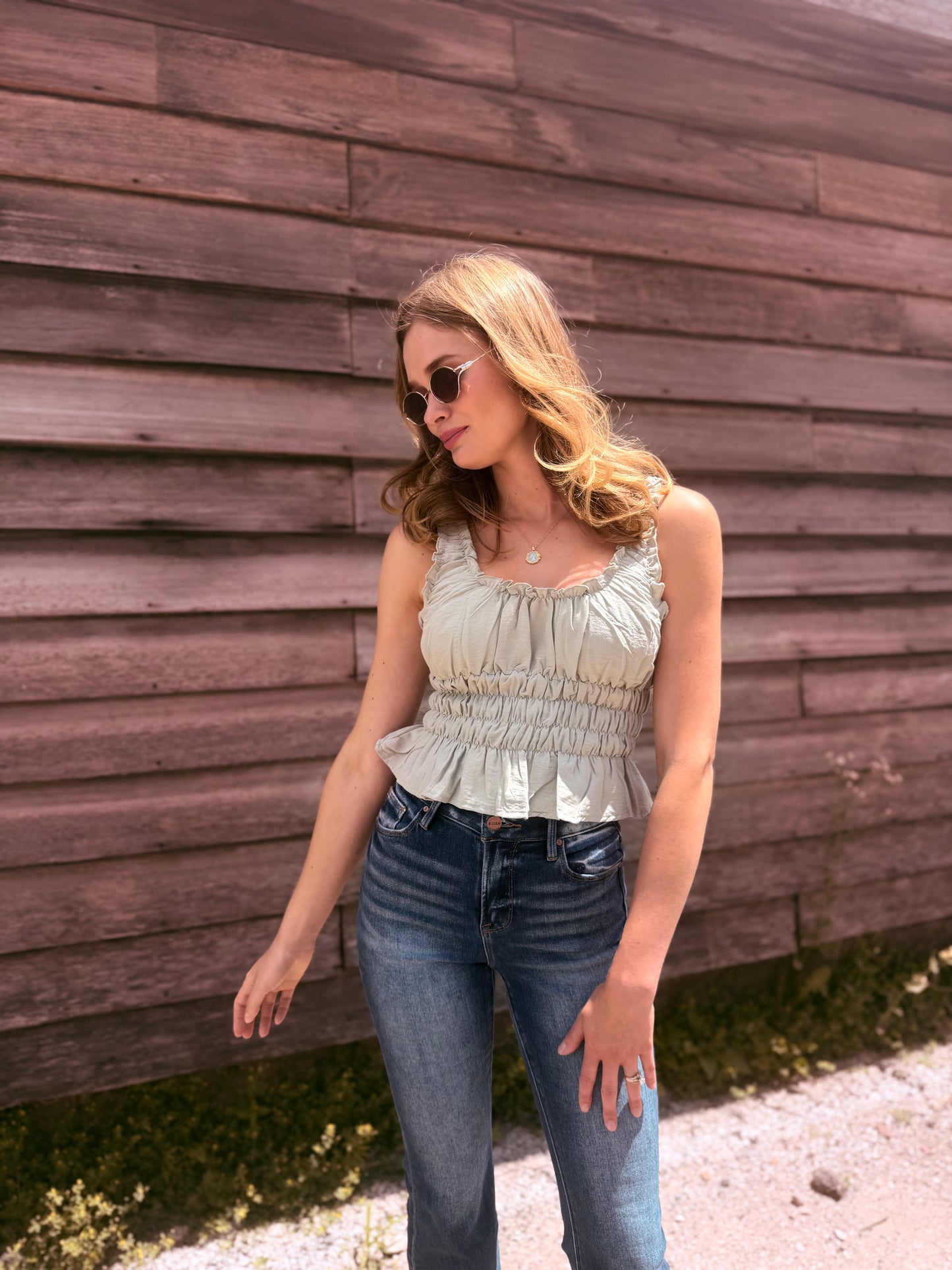Square Neck Smocked Top
