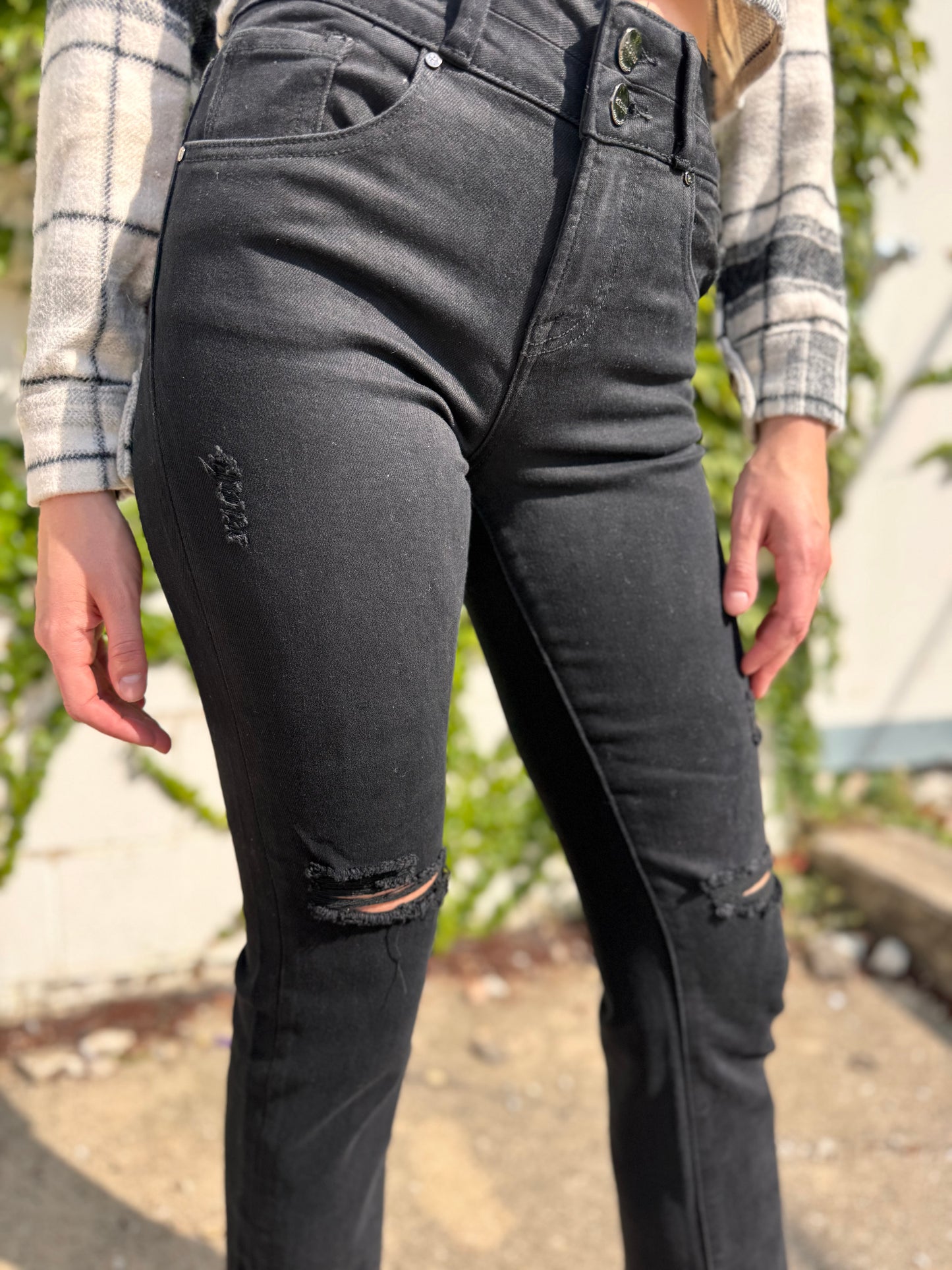 Black Straight Leg Jeans - Risen