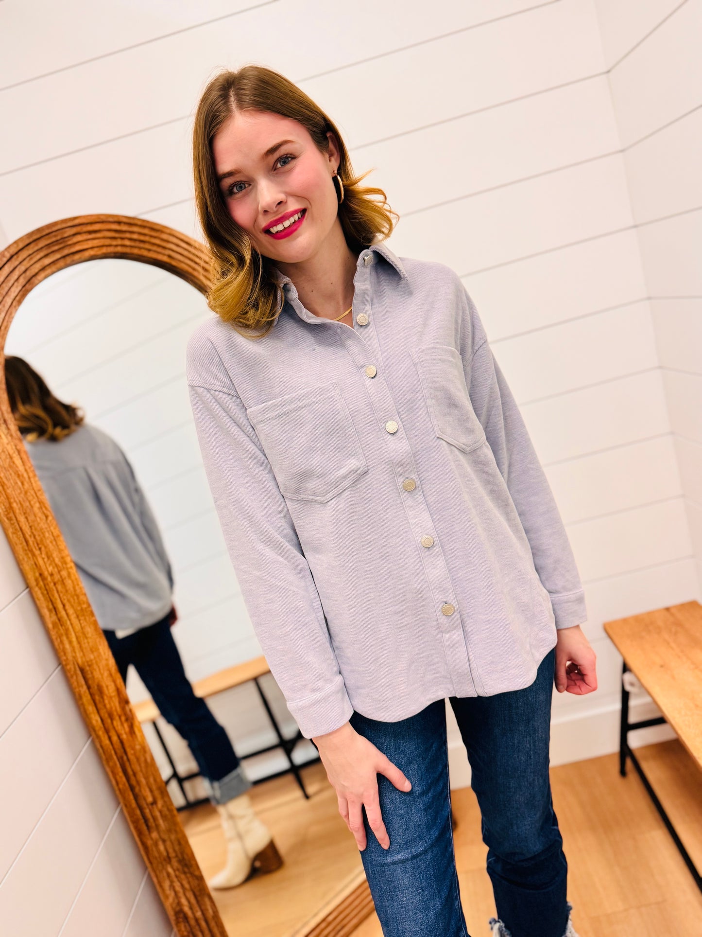 Micro Rib Button Up Shacket