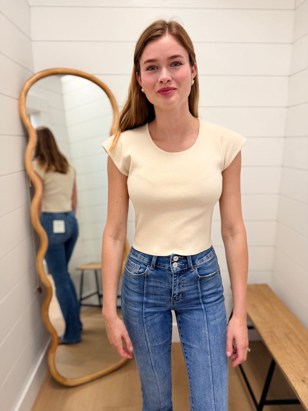 Short Sleeved Basic Knit Top