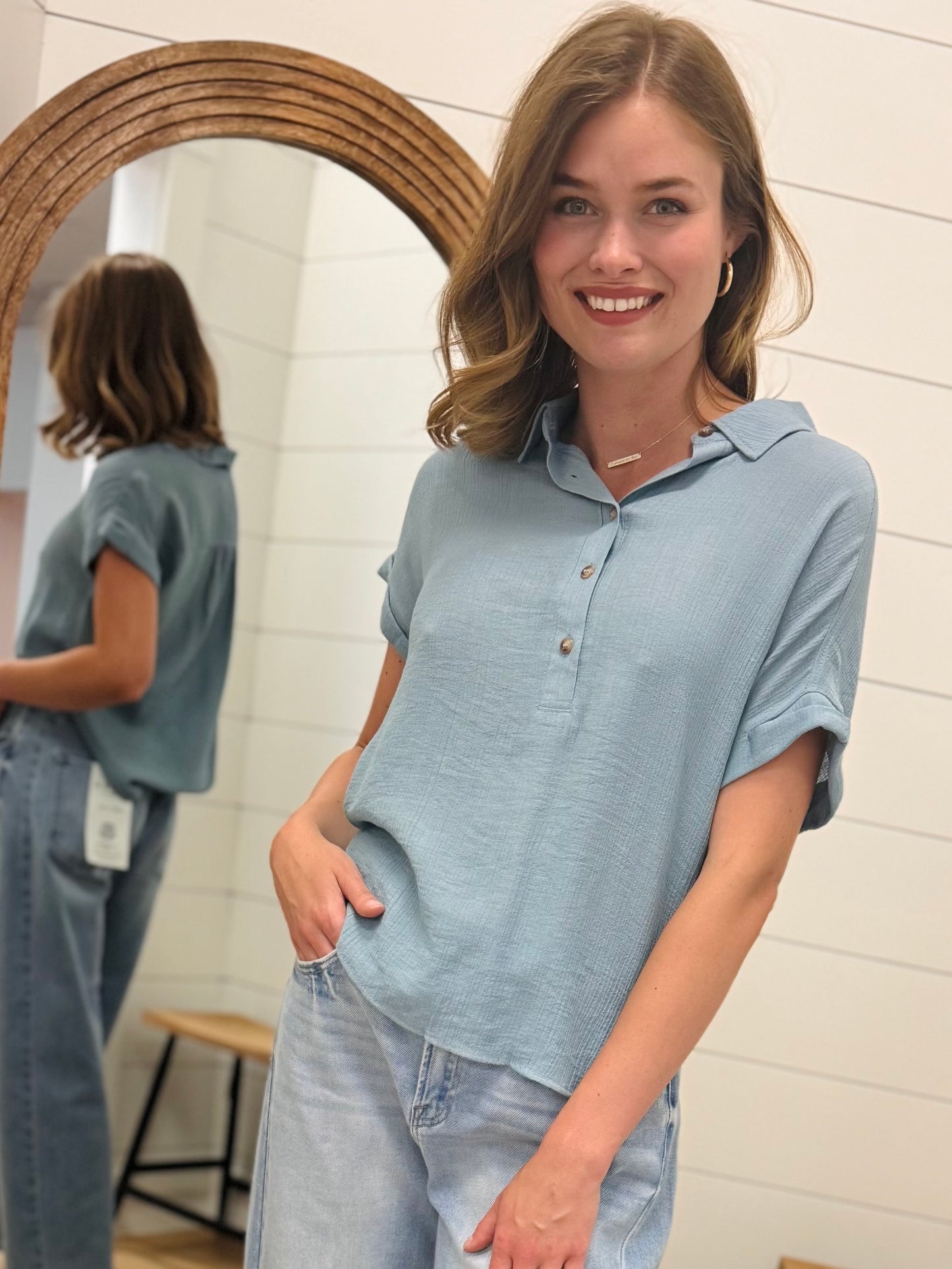 Mid Button Down Top