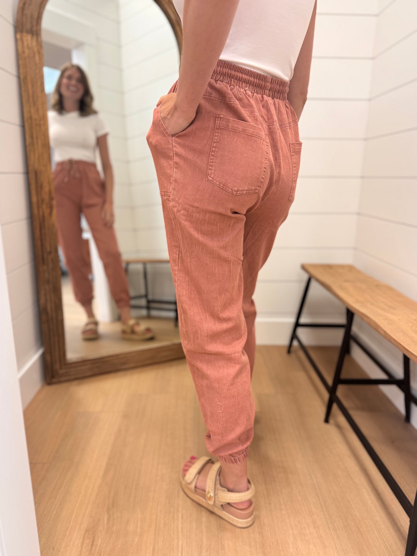 Relaxed Boho Joggers in Brick