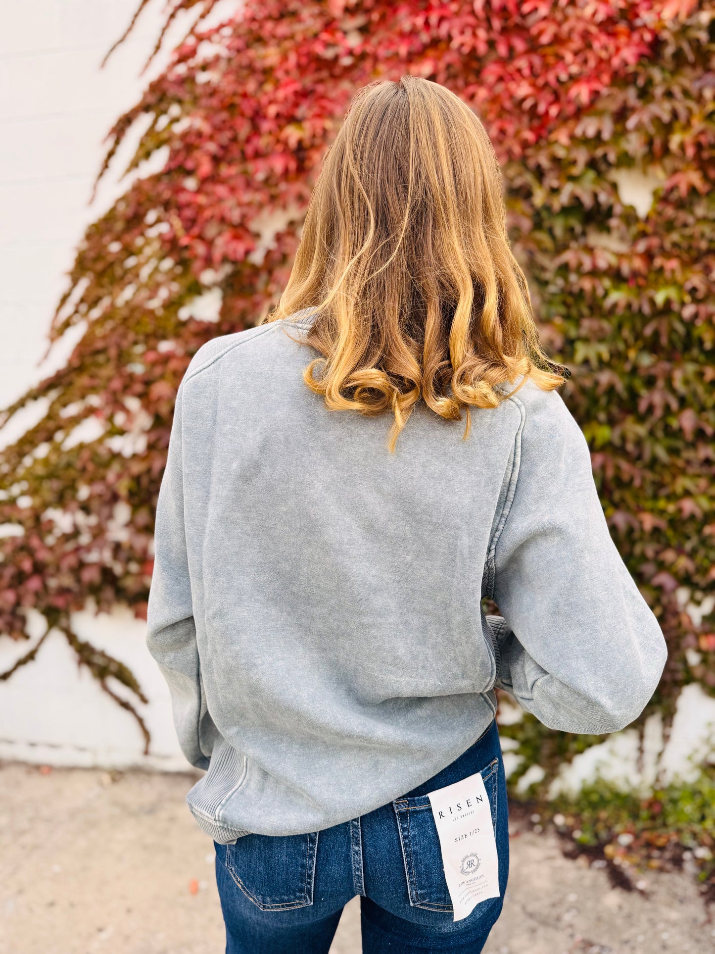 Acid Washed Fleece Sweatshirts Side Rib