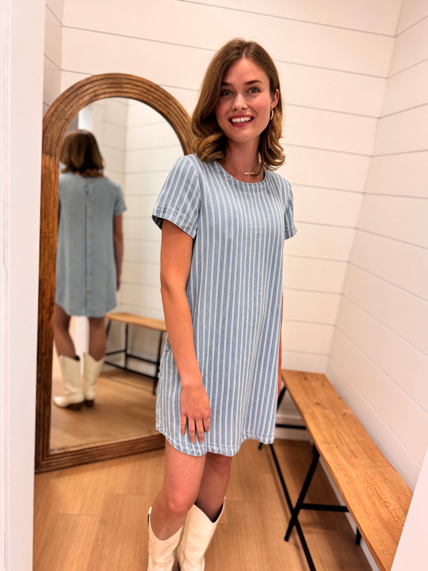 Stripe Chambray Shirt Dress