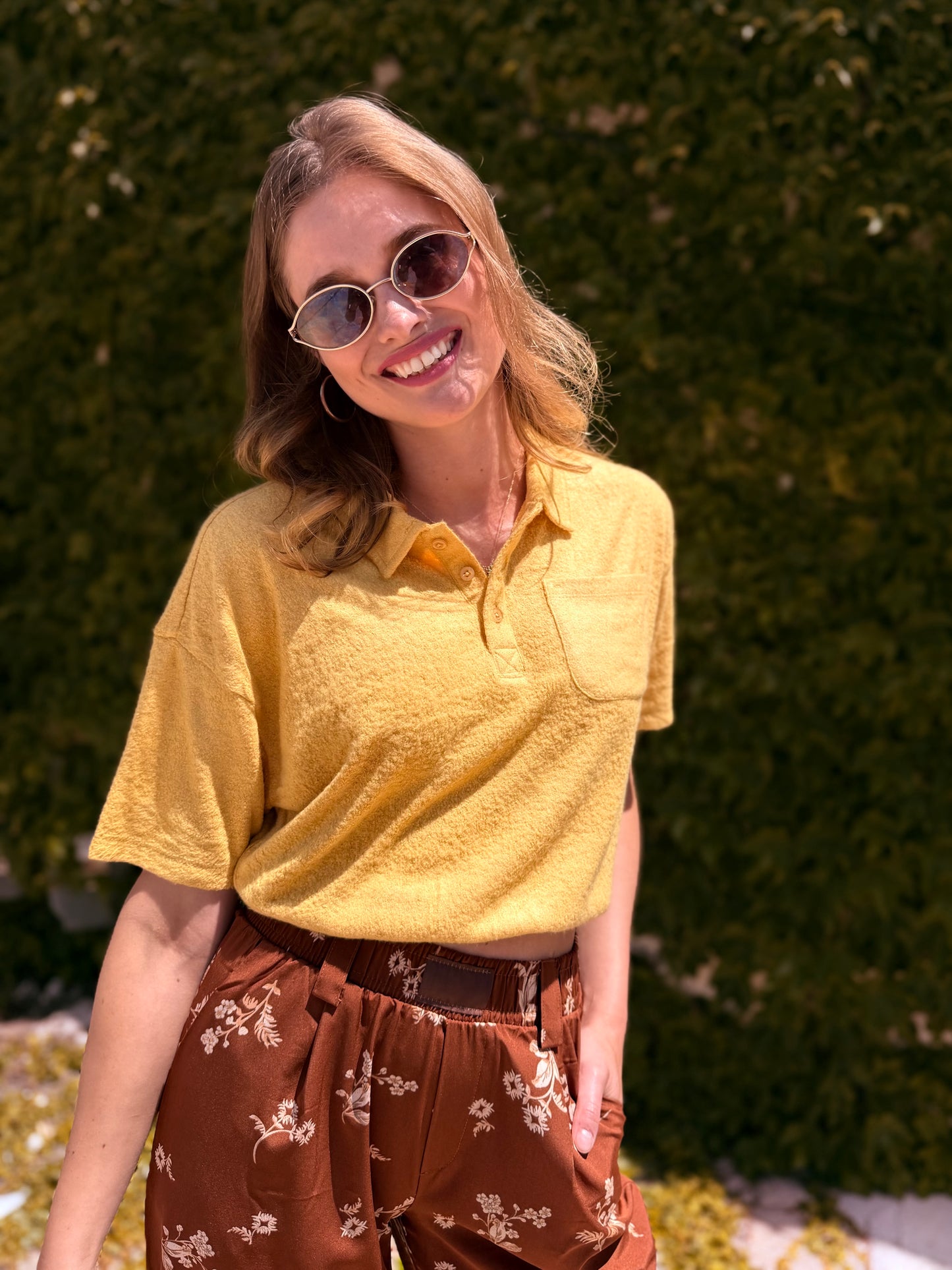 Collared Short Sleeve Crop Top