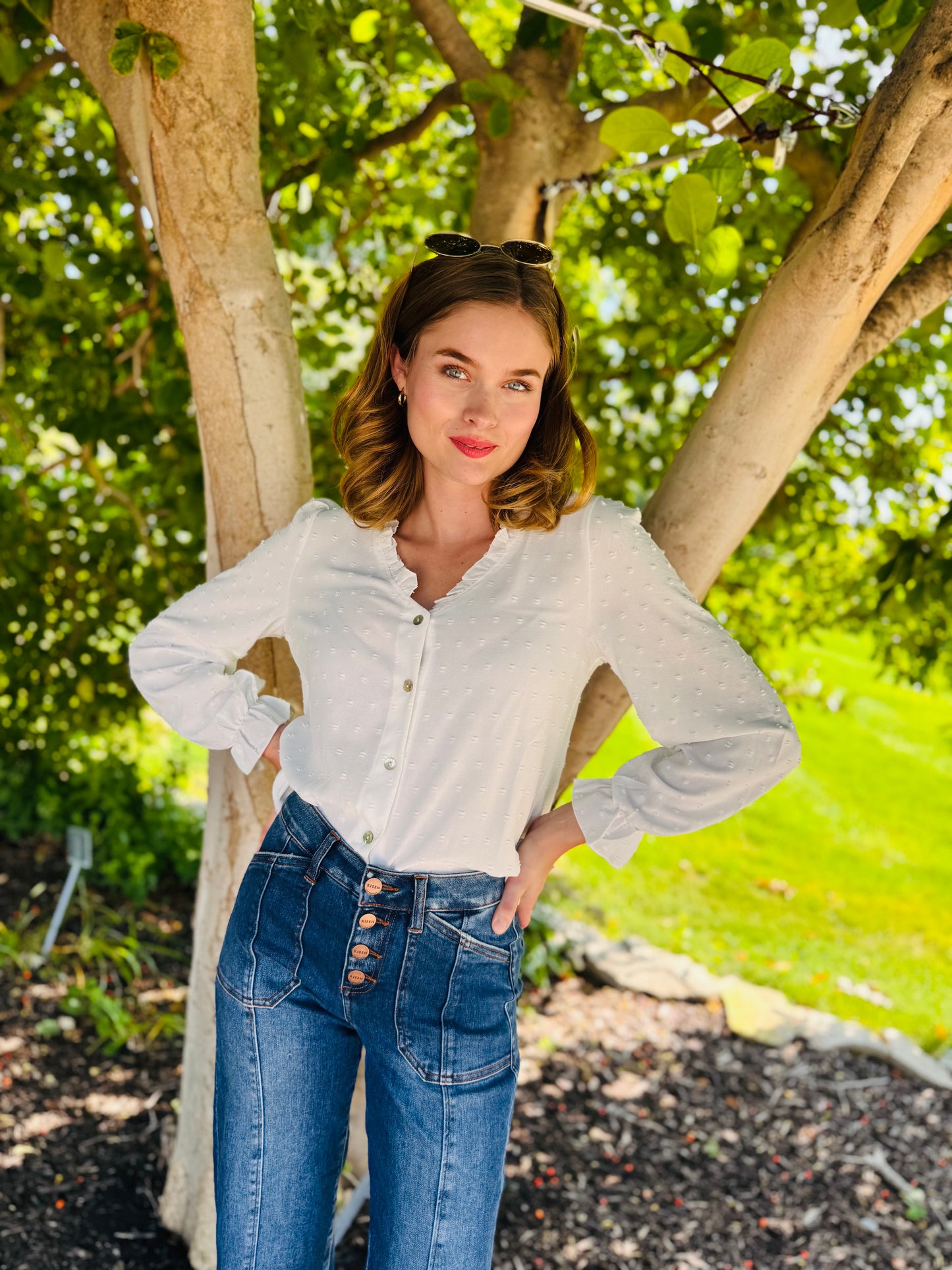 White Button Down Top