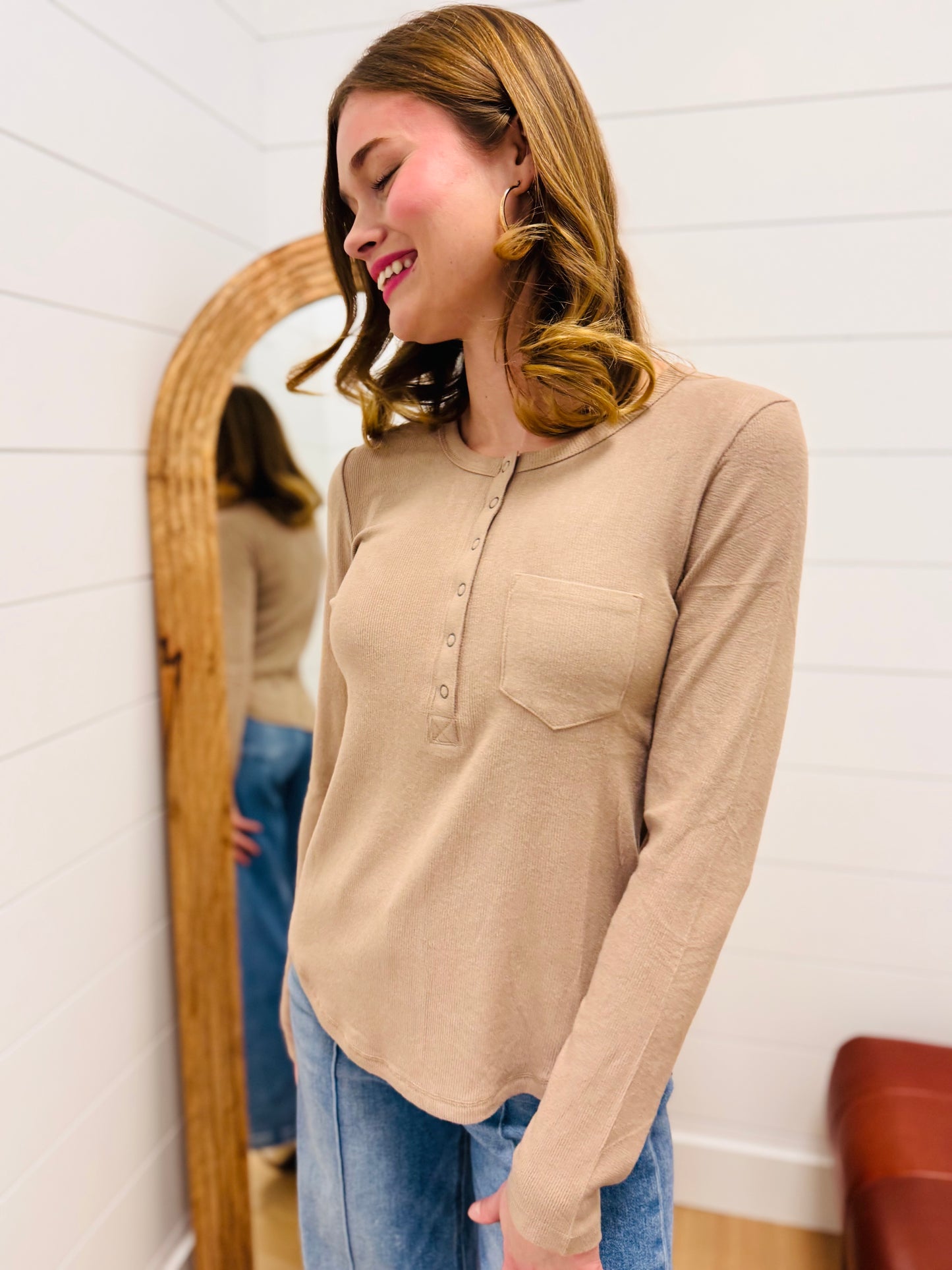 Soft Cozy Brushed Ribbed Knit Top