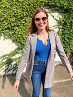 Glen Check Suede Oversized Blazer Coat