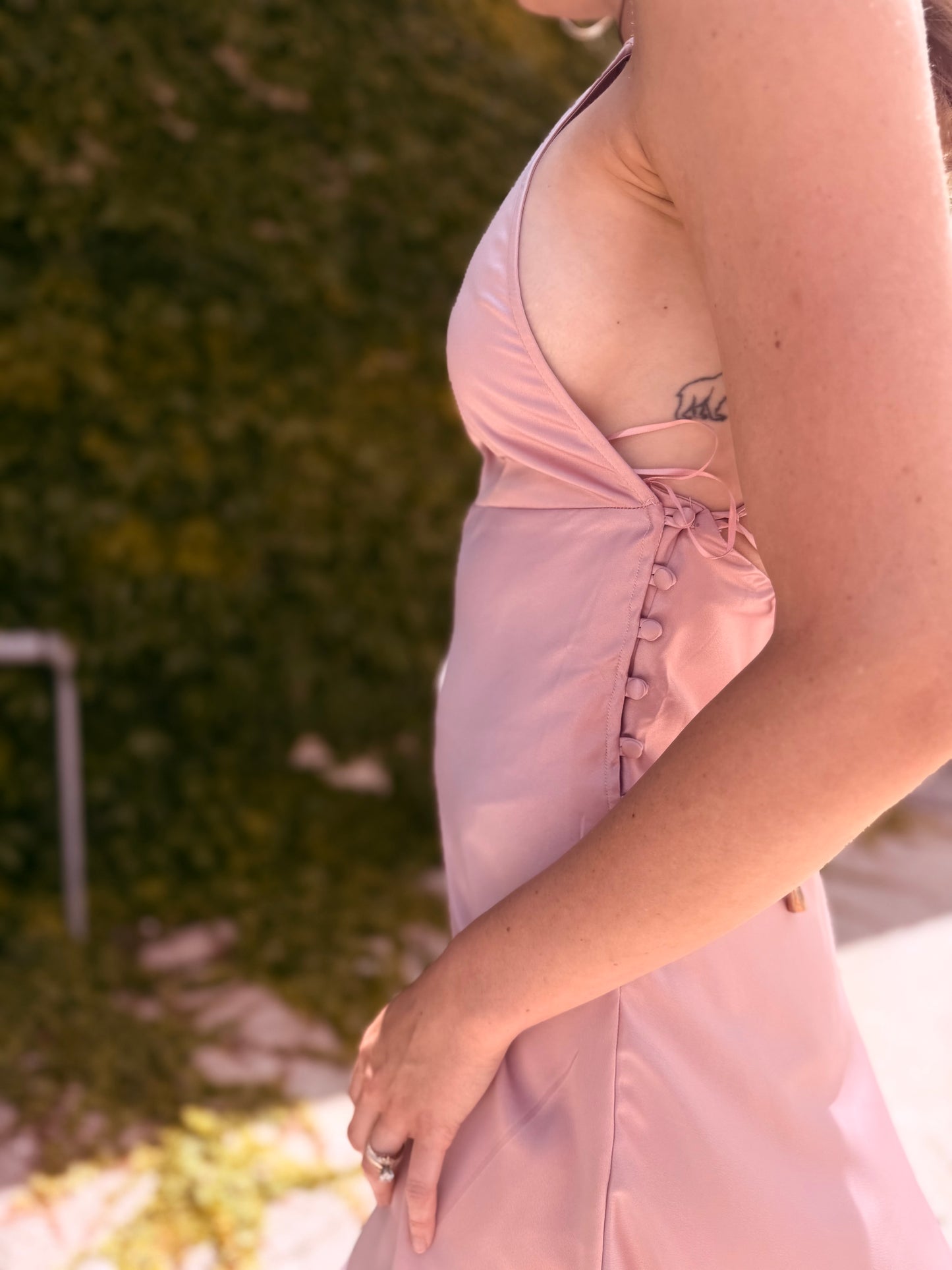 Silk-like Slip Mini Dress - Blush