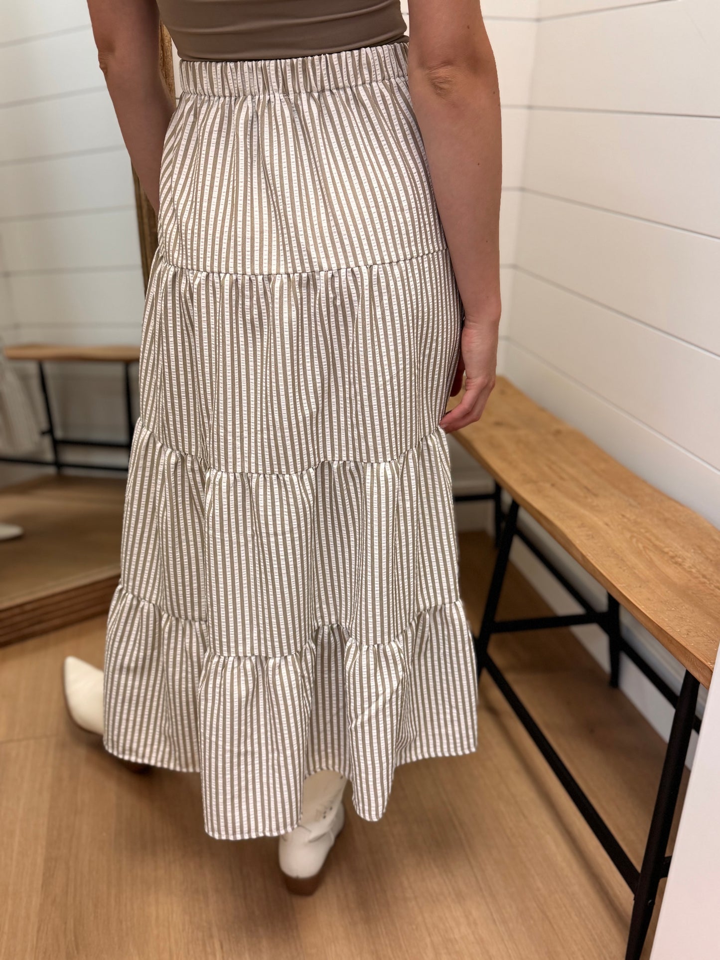 Bow Tie Stripe Maxi Skirt