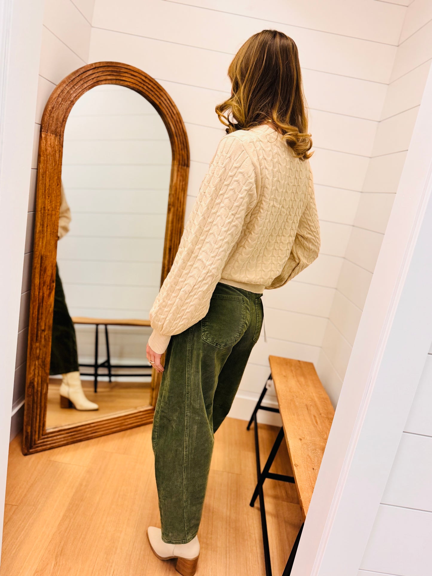 Slouchy Ankle Barrel Corduroy Pants