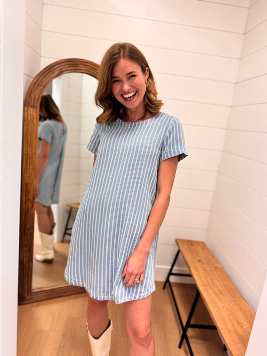 Stripe Chambray Shirt Dress