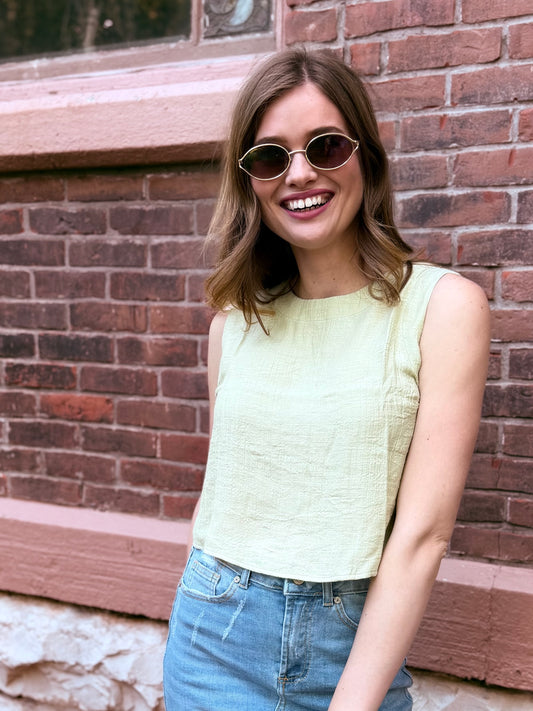Sleeveless Back Button Detail Top
