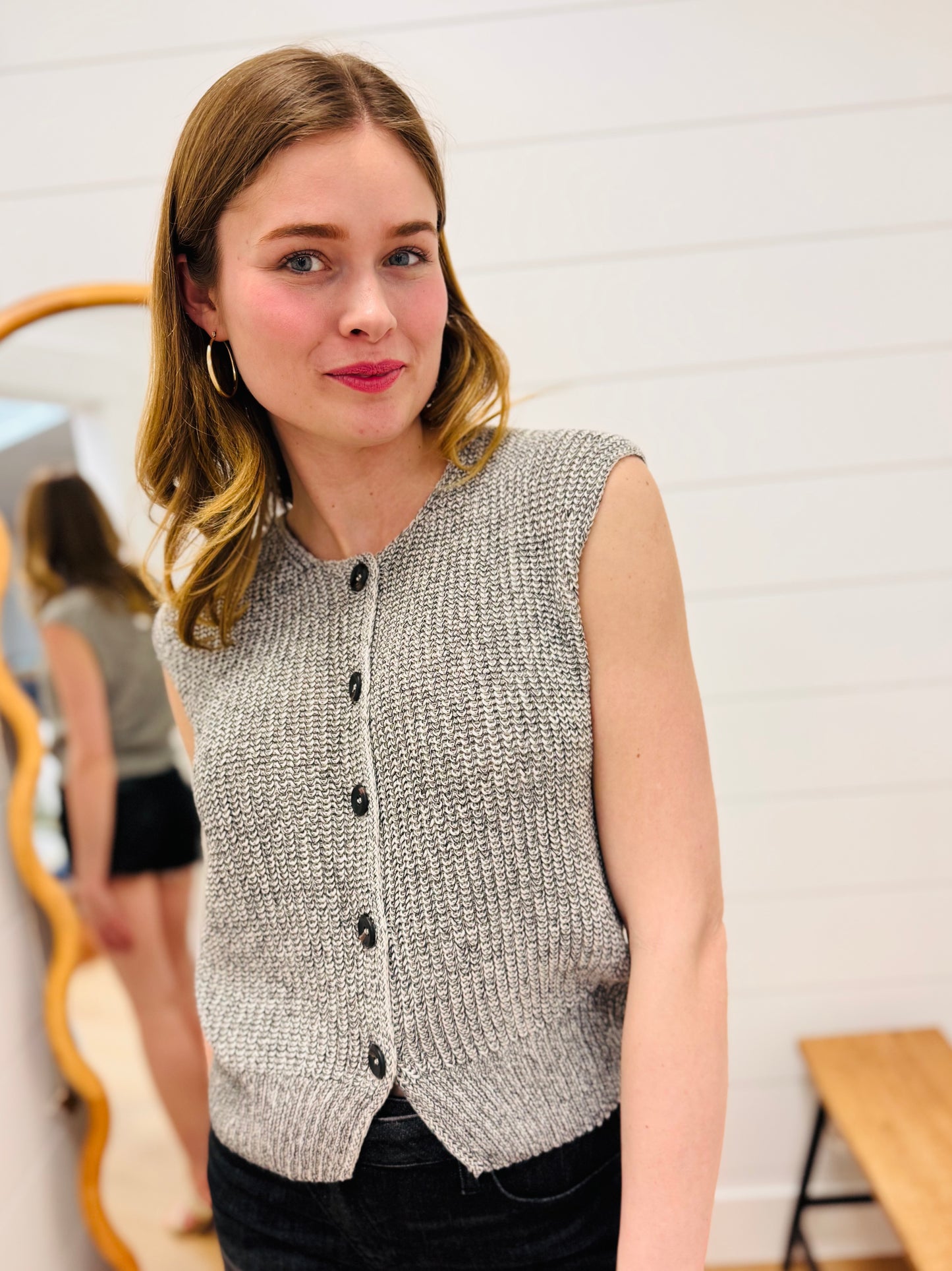 Marled Button Down Sweater Vest