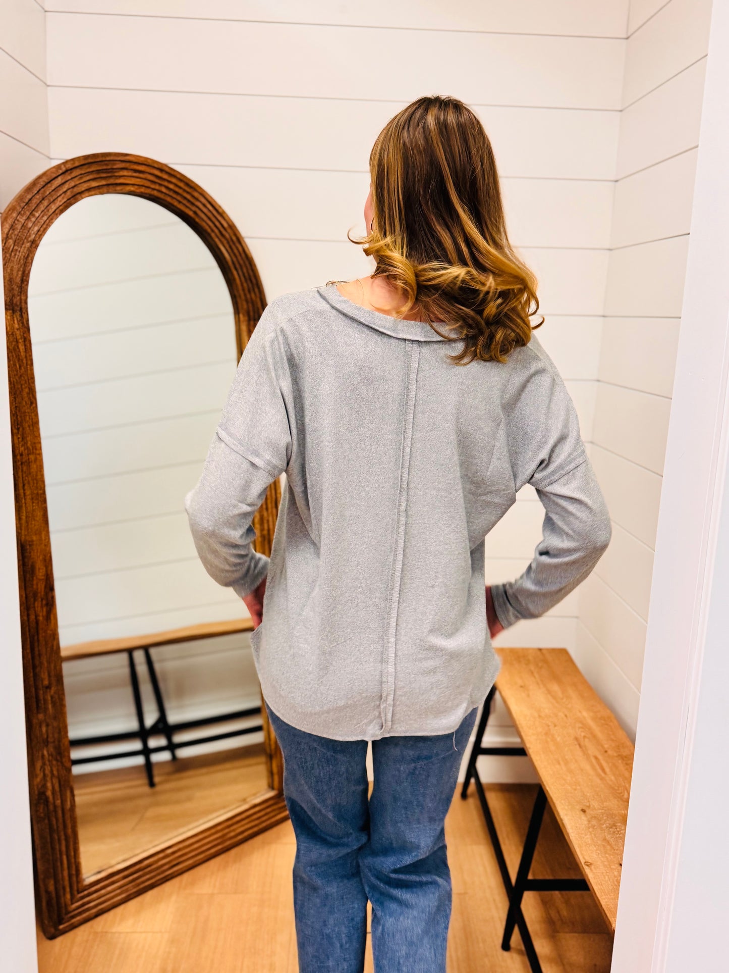 Exposed Seam Front Pocket Tee