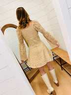 Textured Lace Bell Sleeve Dress