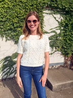 Diamond-knit Short Sleeved Sweater