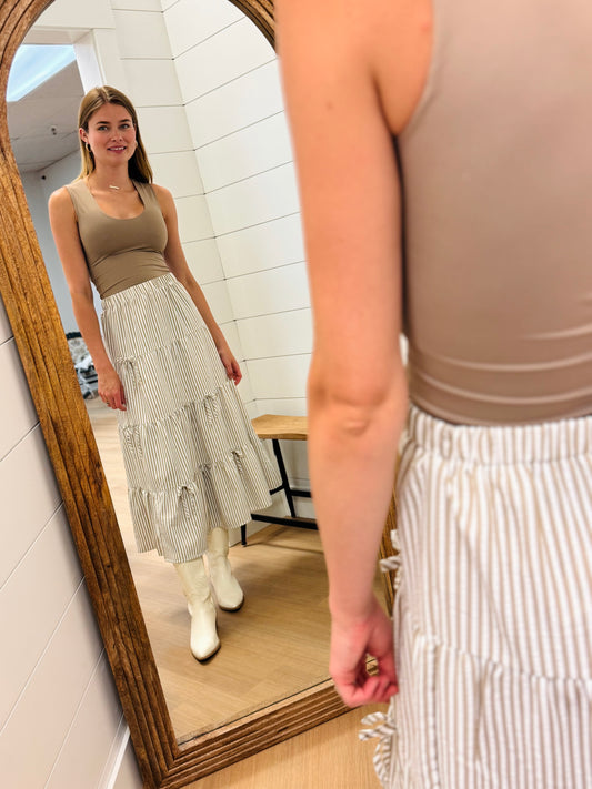 Bow Tie Stripe Maxi Skirt