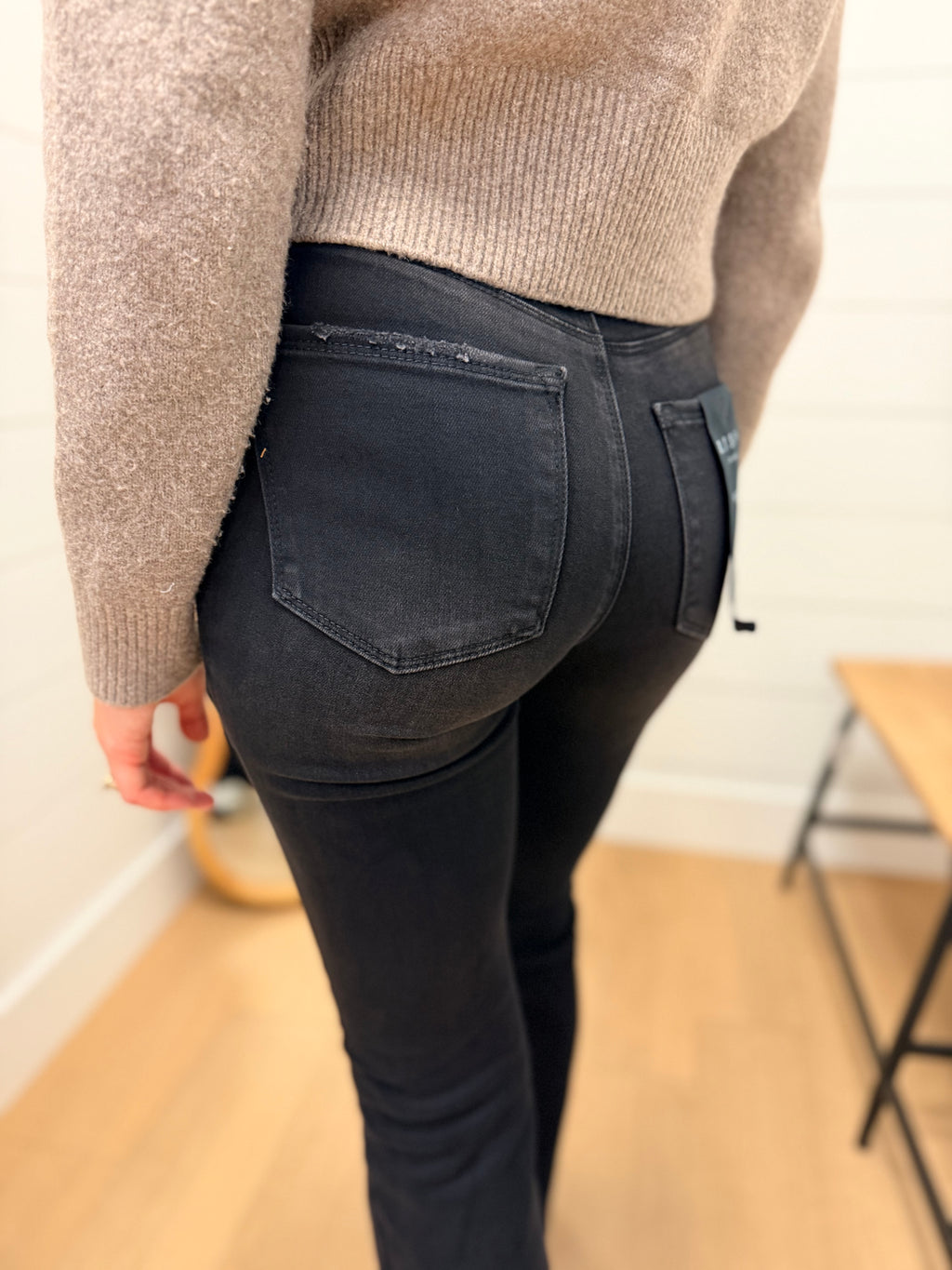 Black High Rise Flare Jeans - Risen
