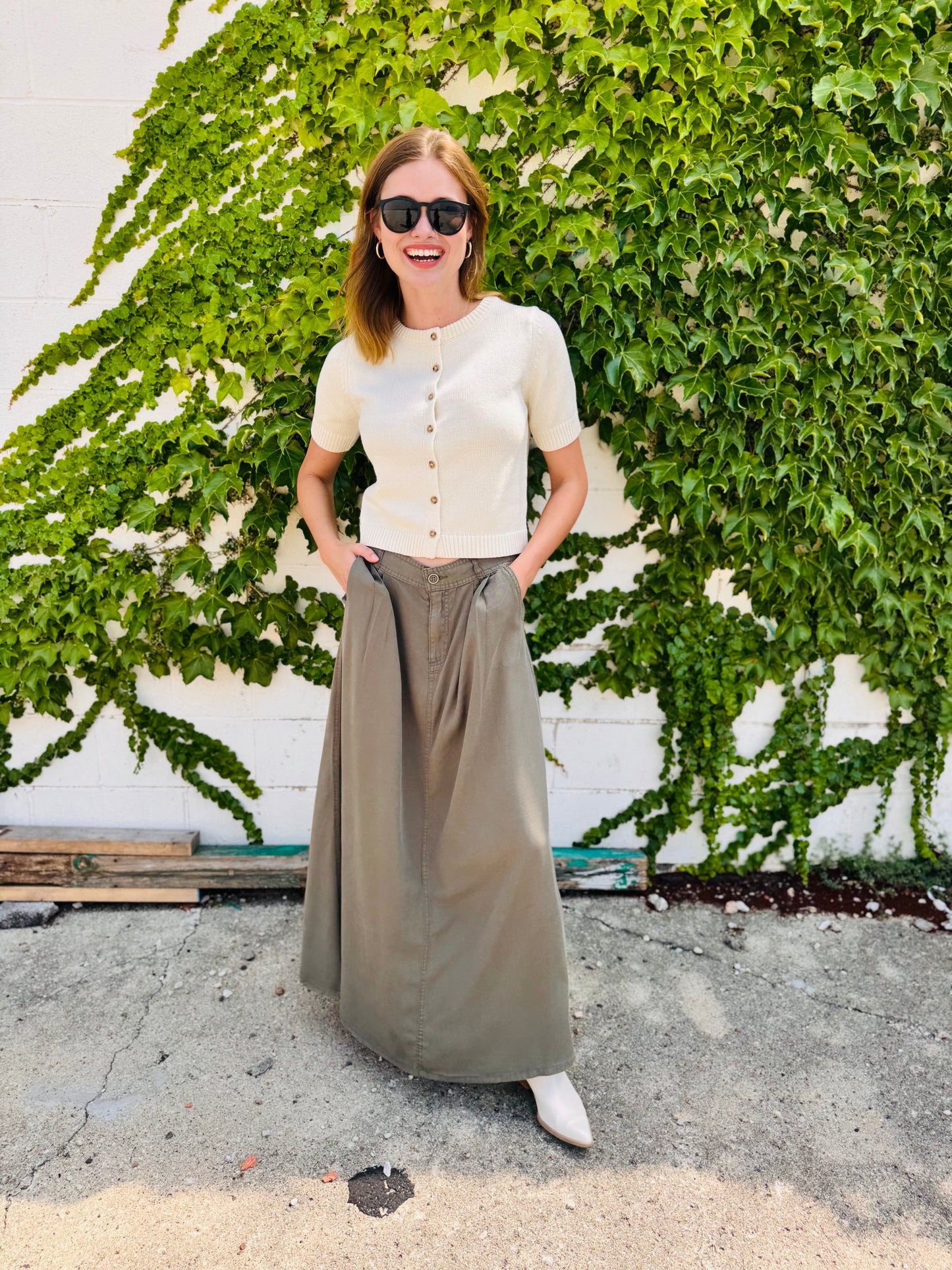 Olive High Rise Full Length Skirt - Risen