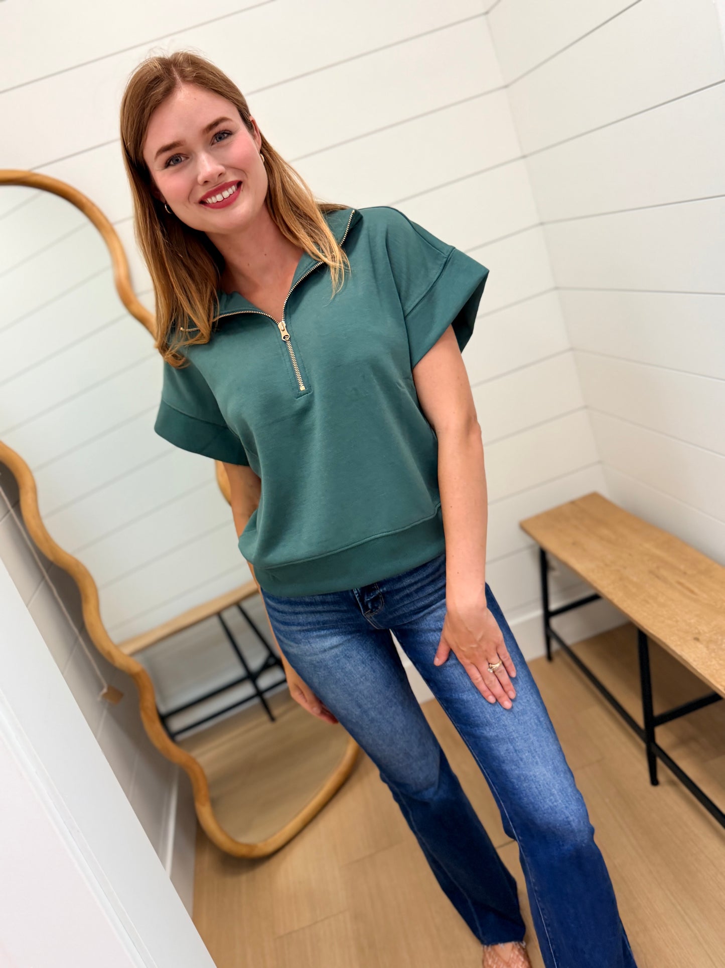 Scuba High Neck Half Zip Short Sleeve Pullover