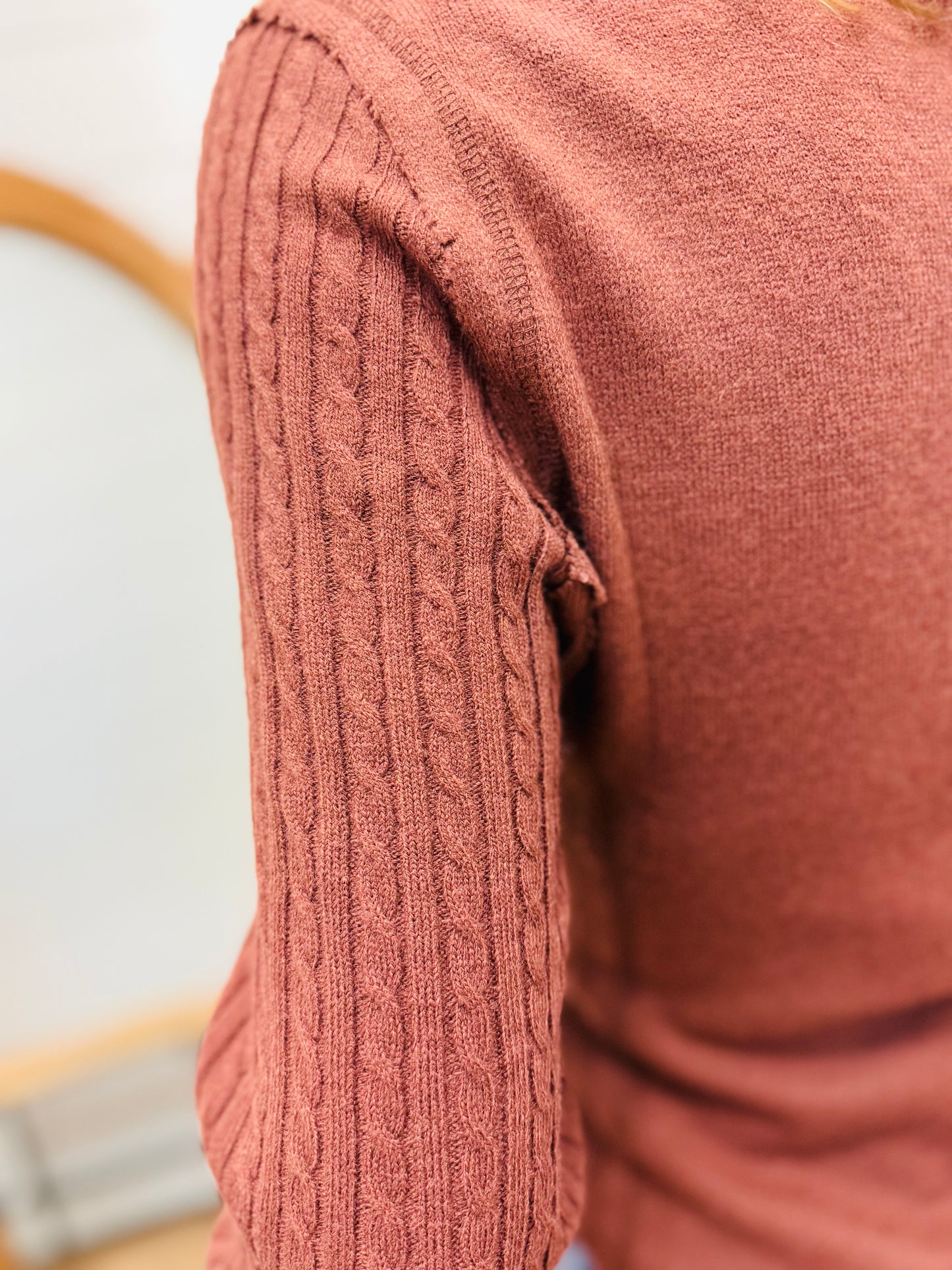 Button Down Top with Contrast Sleeve Stitching