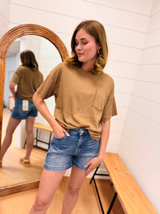 Contrast Stitch Crepe Tee