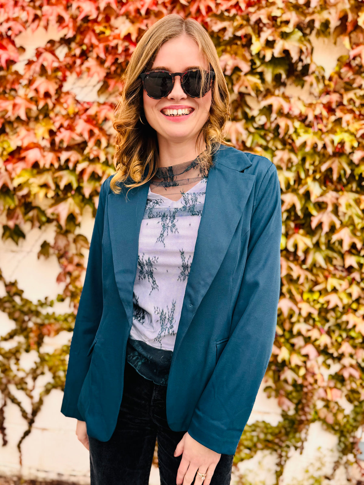 Twill Tapered Flap Pocket Blazer - Emerald