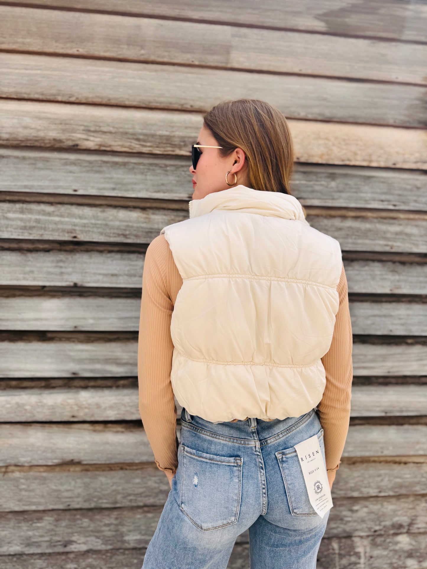 Full-zip Reversible Puffer Vest - Ivory