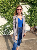 Glen Check Suede Oversized Blazer Coat