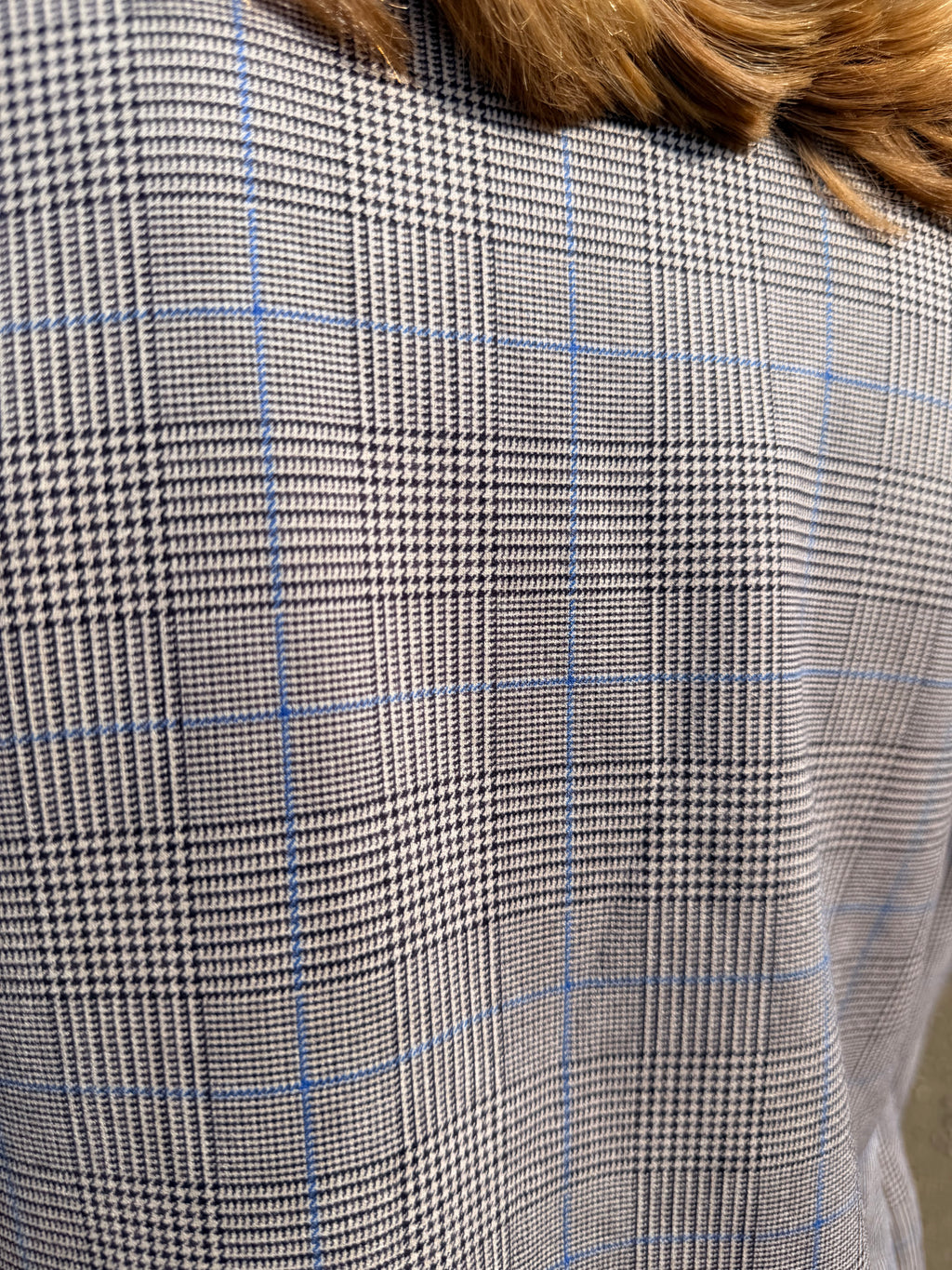 Glen Check Suede Oversized Blazer Coat