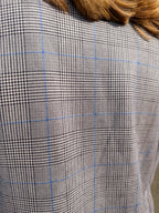 Glen Check Suede Oversized Blazer Coat