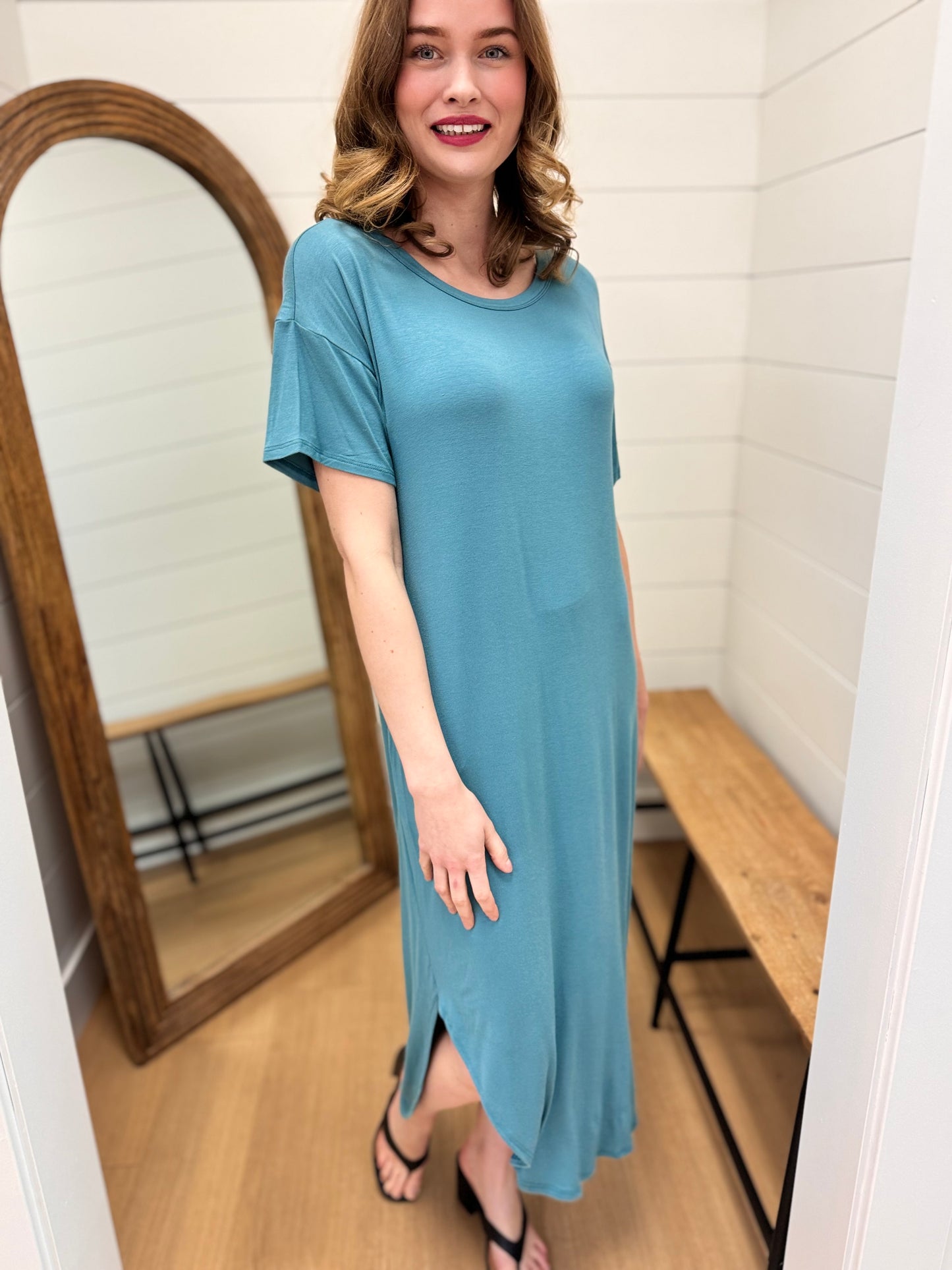 Casual Midi Dress with Cut out Back Detail