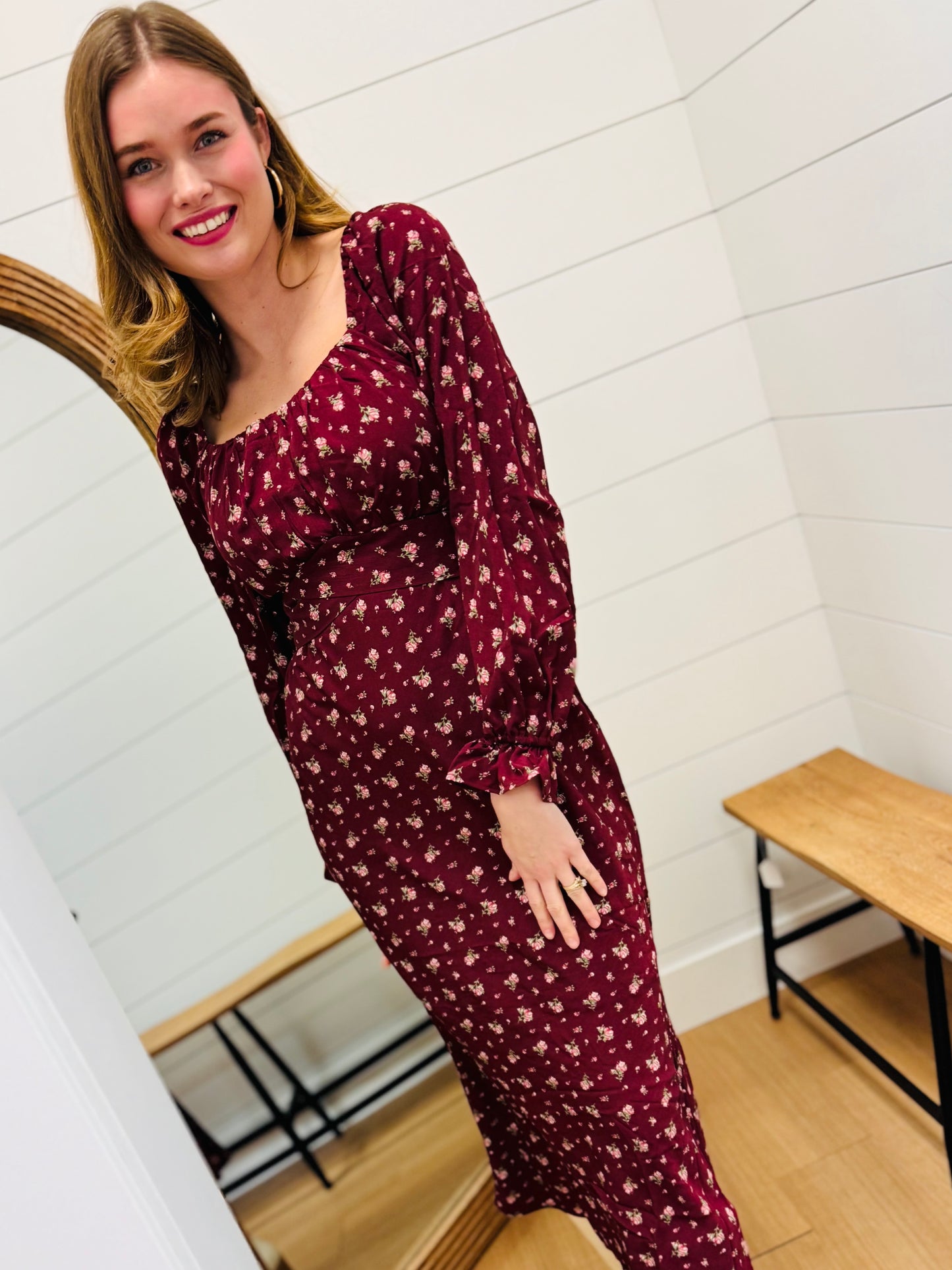 Floral Printed Back Tie Maxi Dress