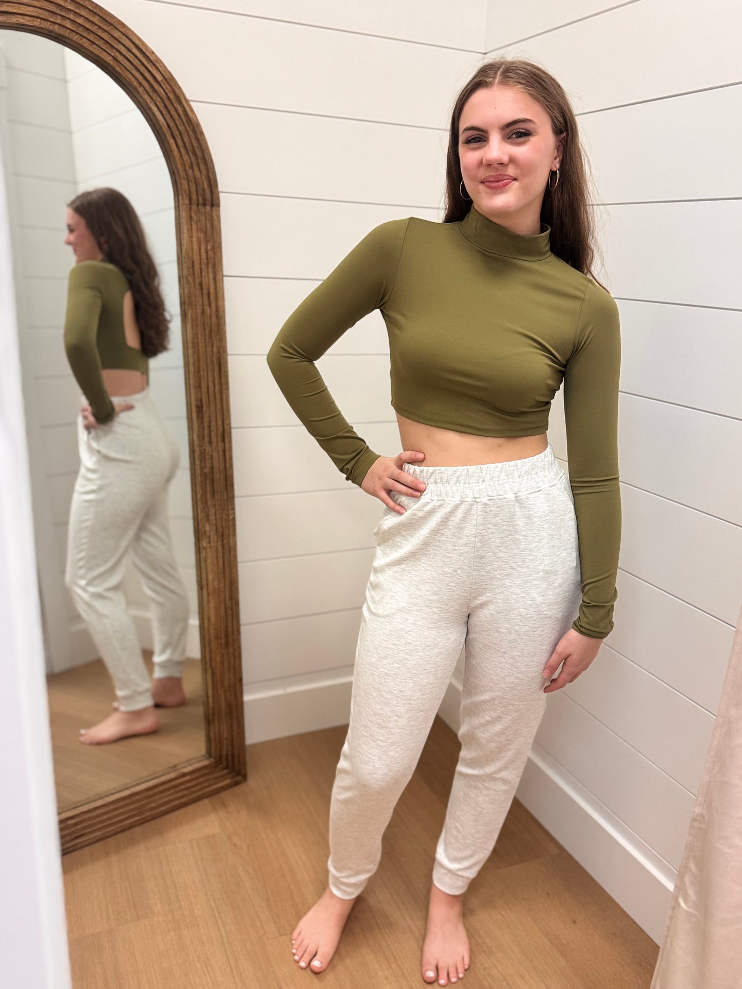 Olive Green Athletic Crop