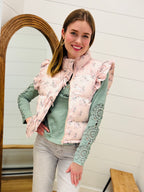 Front Bow Ruffle Sleeve Puffer Vest