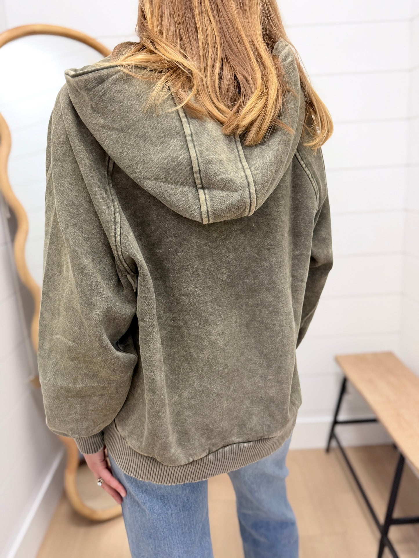 Vintage Wash Oversized 1/4 Zip Hoodie