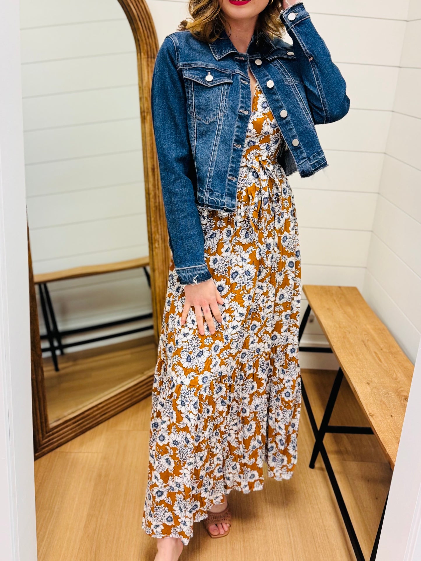 Floral Print Faux Wrap Maxi Dress