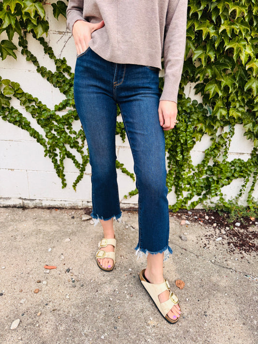 High Rise Crop Straight Slim Jeans - Risen