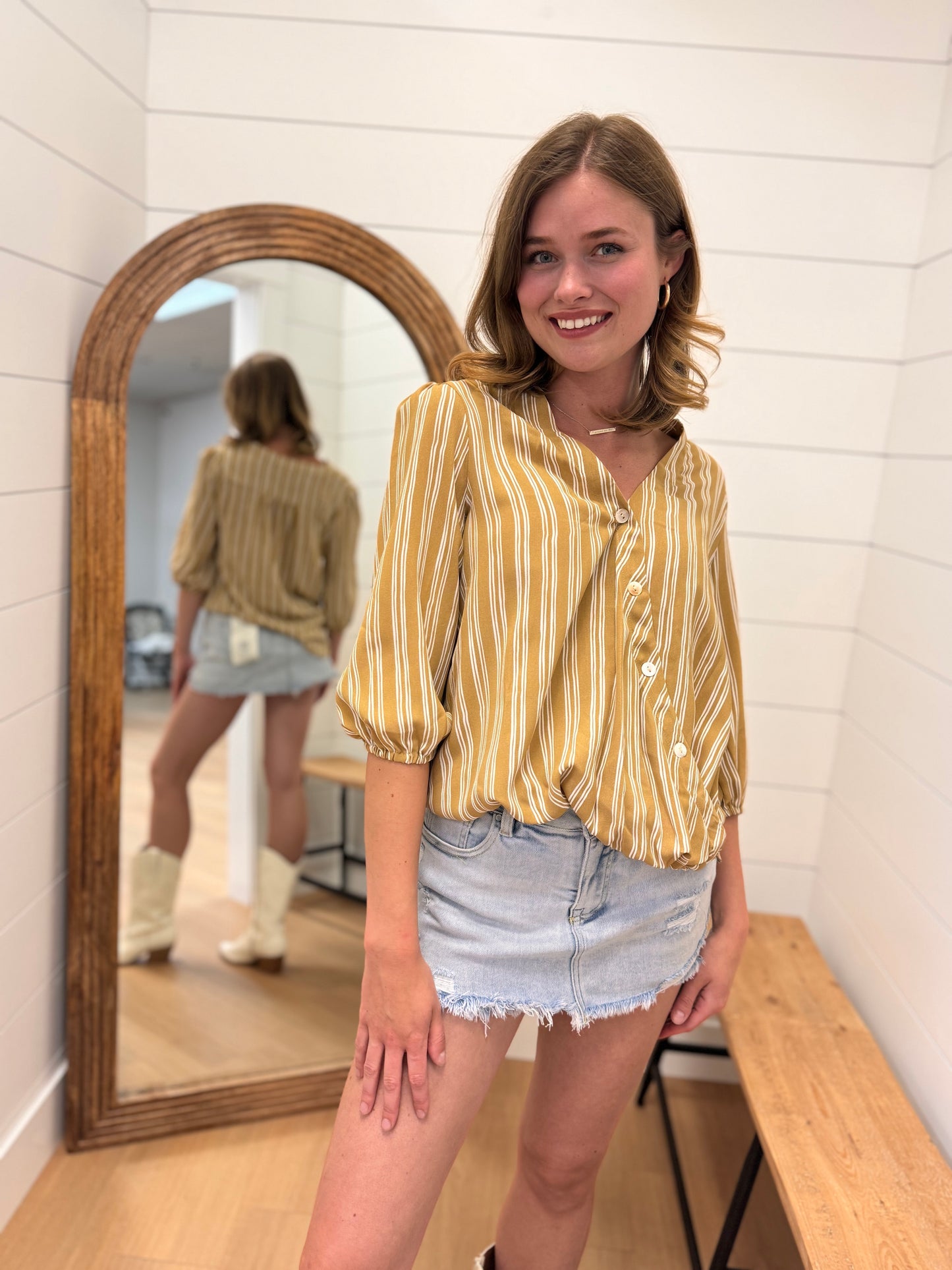 Asymmetrical Button Top