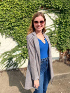 Glen Check Suede Oversized Blazer Coat