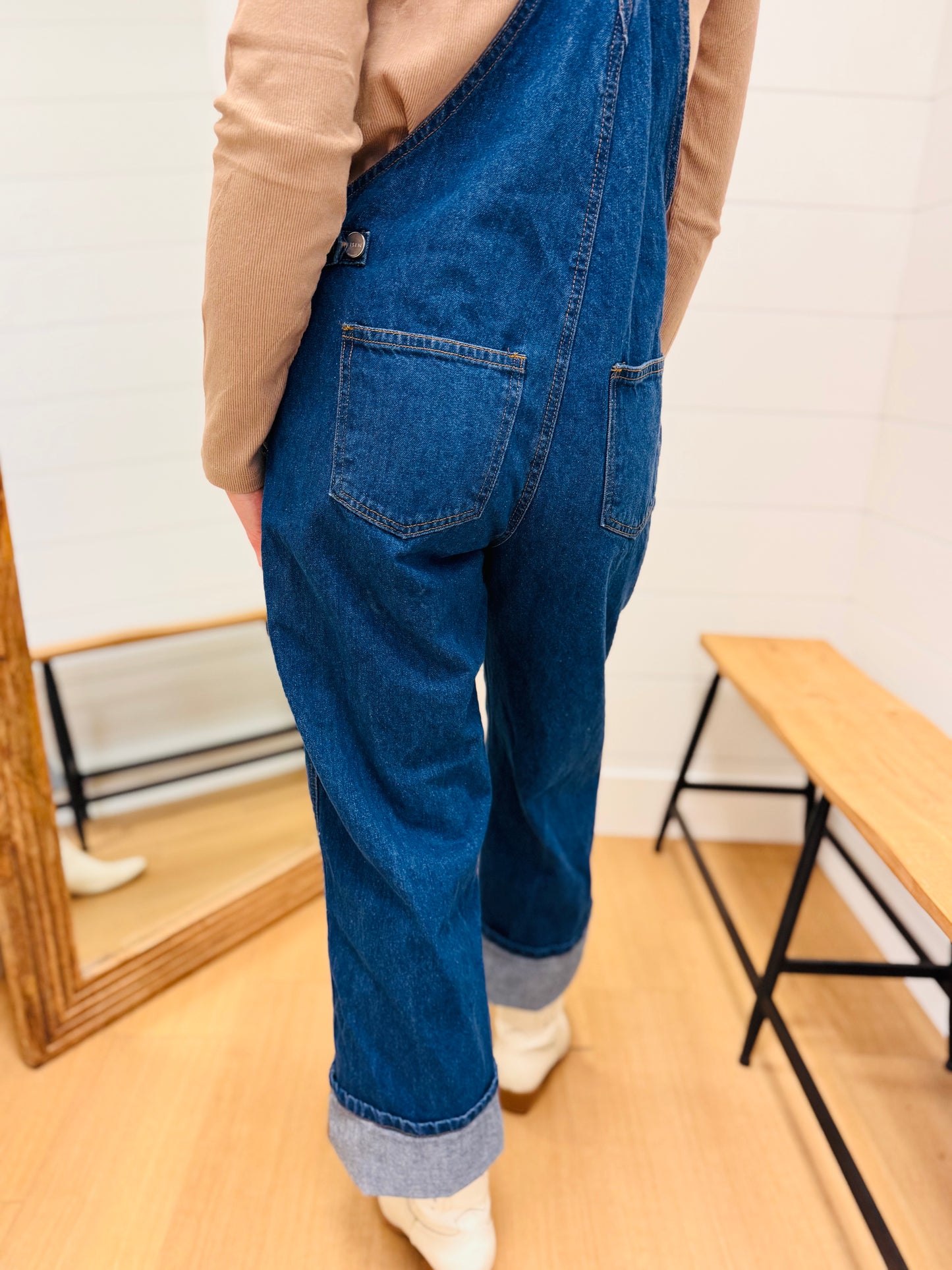 Bib Overalls Wide Leg Wide Cuffed- Risen