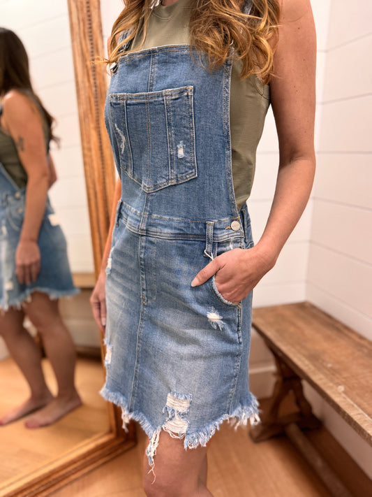 Denim Skirt Overalls - Risen