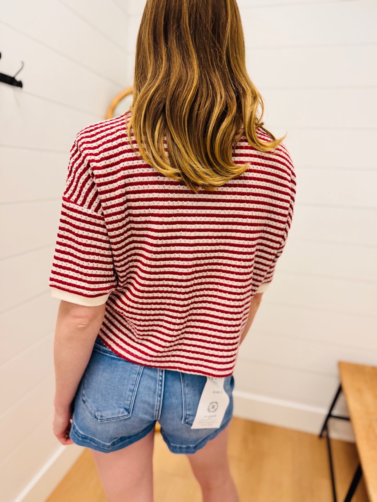 Stripe Button Down Knit Top