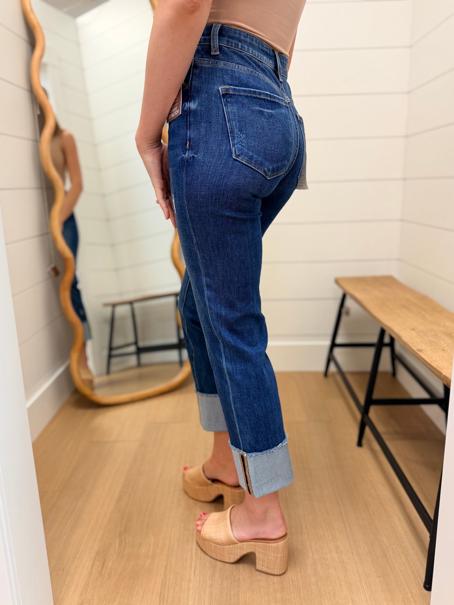 Tummy Control Mid Rise Dark Wash Straight - Risen