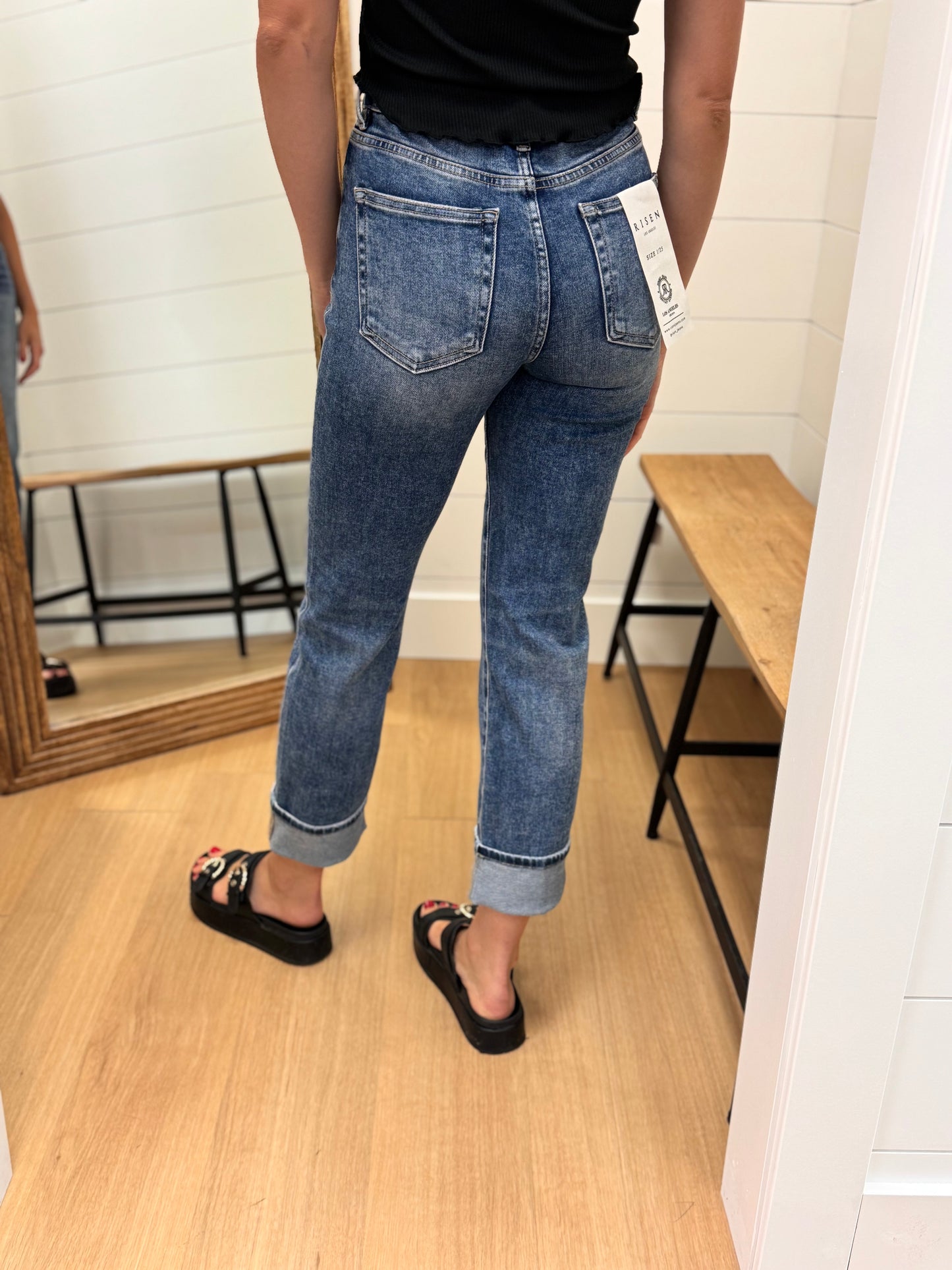 Tummy Control High Rise Crop Straight Jeans - Risen