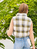 Full-zip Reversible Puffer Vest - Olive