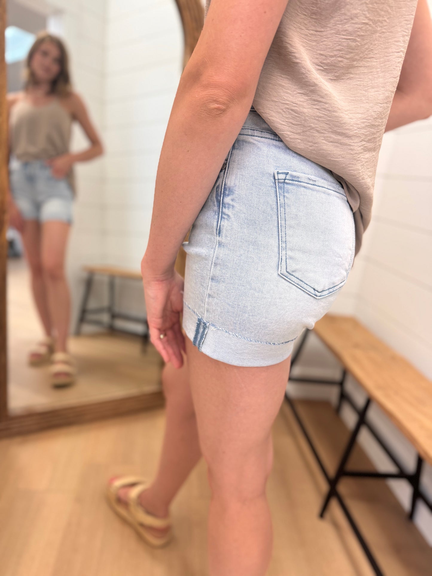 High Rise Cuffed Shorts - Risen