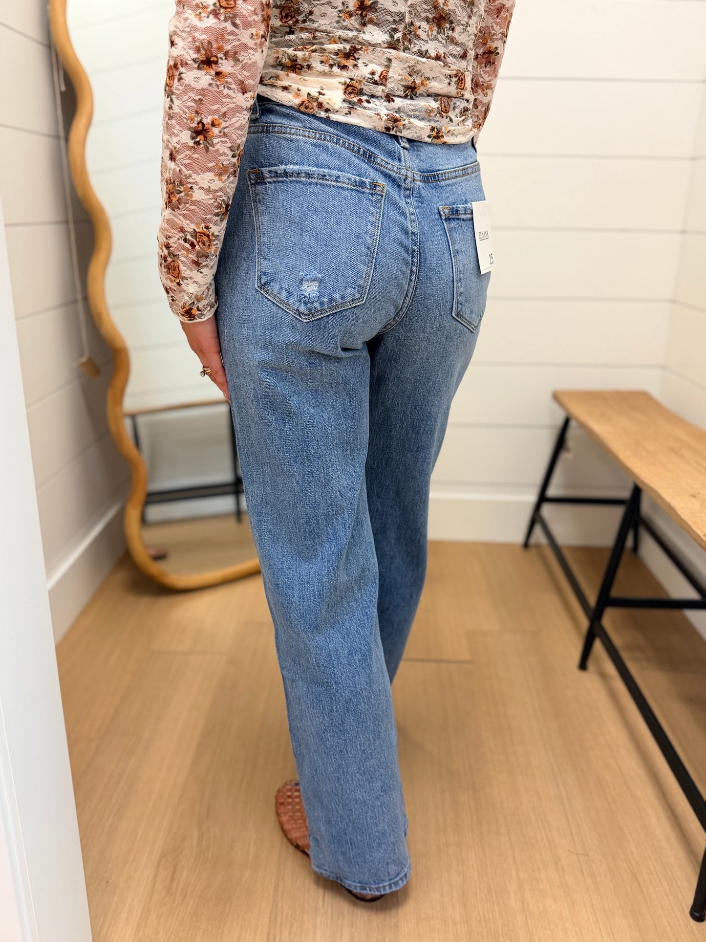 Medium Washed Straight Denim Pants